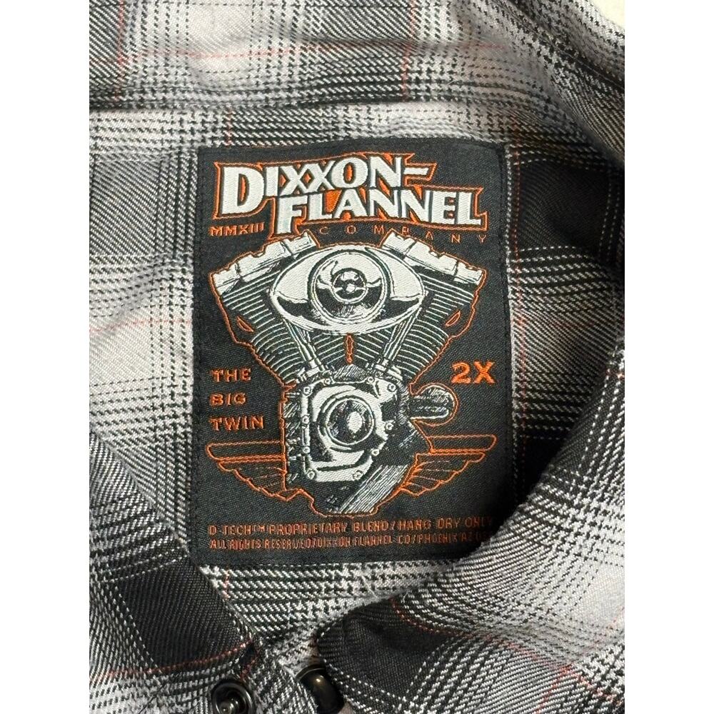 Dixxon Flannel Big Twin Plaid Snap Front Long Sleeve Shirt Men's 2X Black Gray - Picture 9 of 10